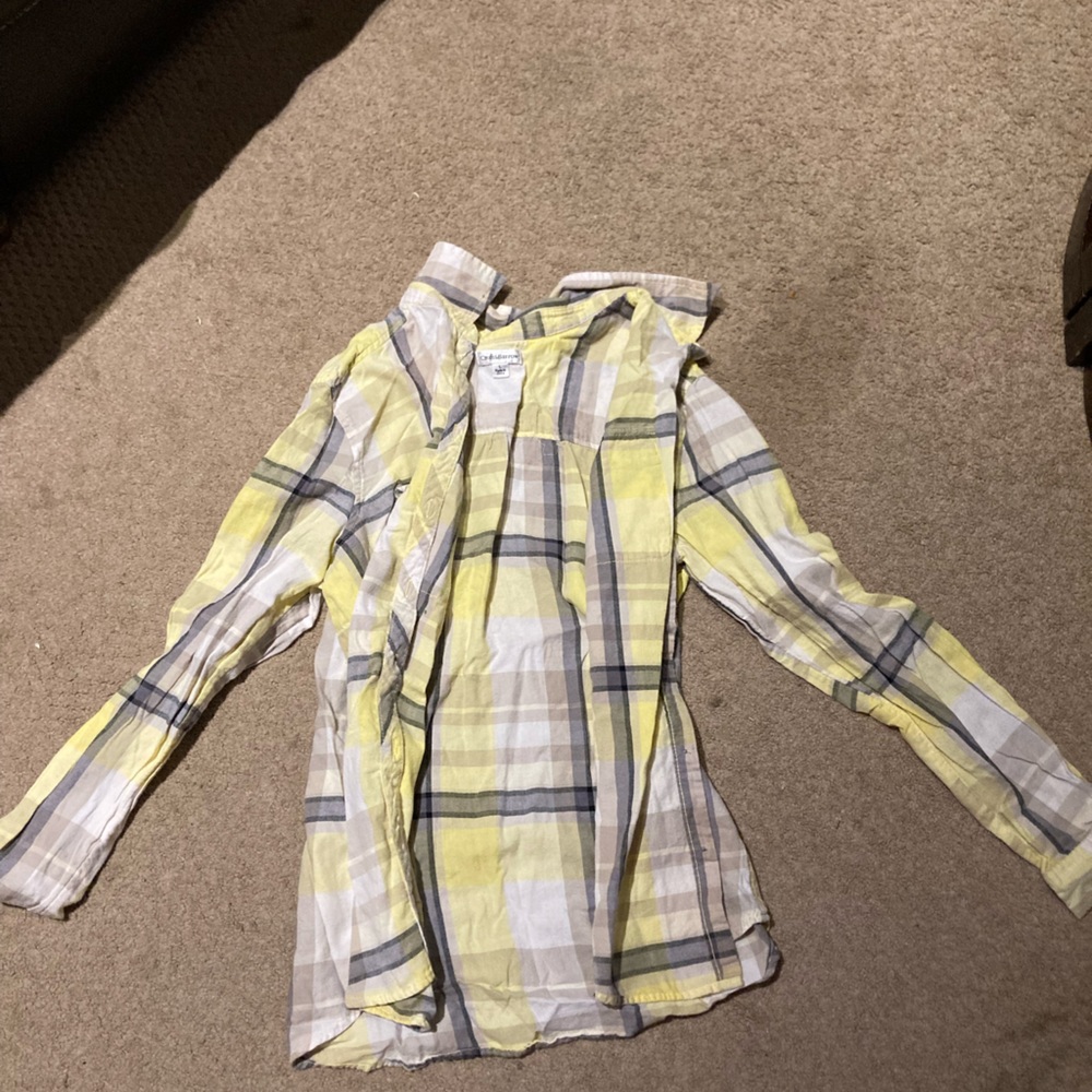 Croft and barrow, large, yellow and gray button up flannel